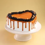 Heart Shaped Butterscotch Cherry Topped Cake - Image 4