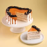 Heart Shaped Butterscotch Cherry Topped Cake - Image 2