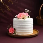 Roses Topped Vanilla Cream Cake - Image 3