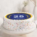 Round-Shaped 25th Anniversary Poster Cake - Image 2